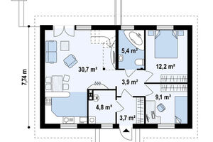 Rodinný dom so sedlovou strechou a možnosťou podkrovia - projekt Z12